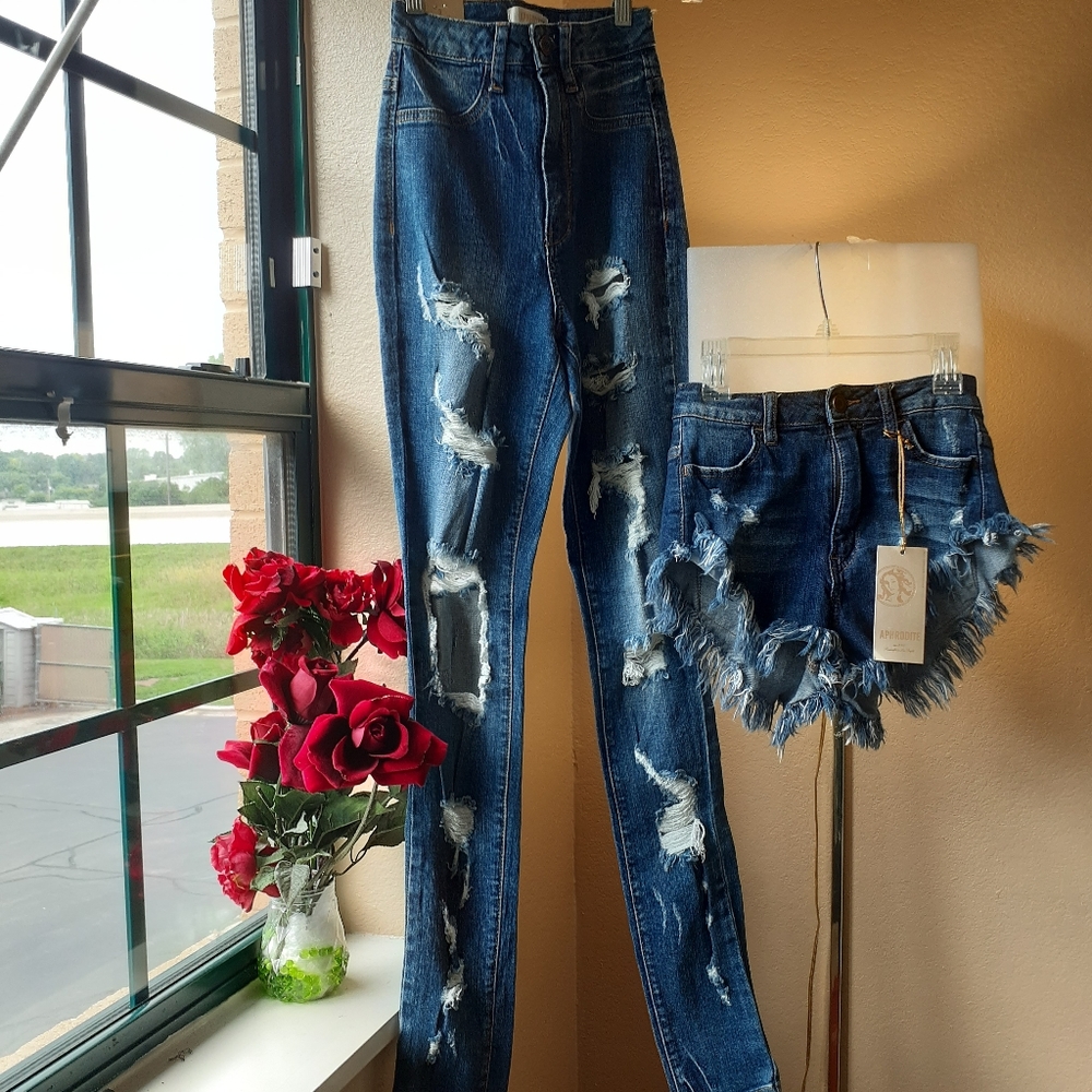 New Aphrodite High Waist Jean Shorts & Jeans Bundle